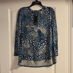 Jones New York Blue Cheetah Print Shirt